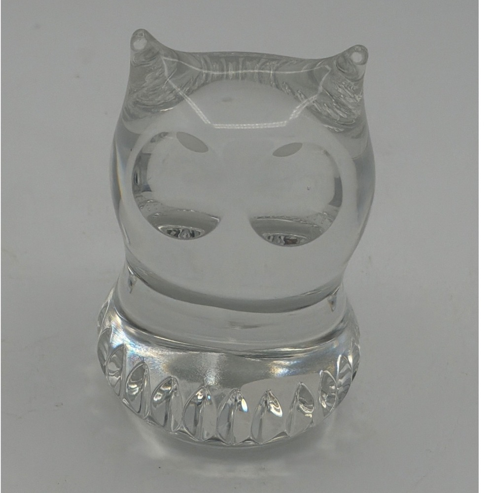 Vintage Spode Germany Crystal Owl Figurine Paperweight Signed Art Glass 3.25"